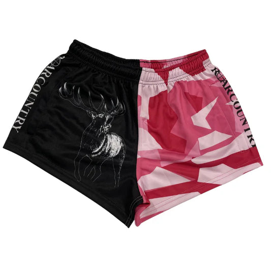 Kids Footy Shorts - Pink Camo