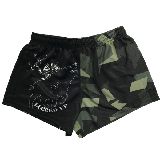 Footy Shorts - Green Camo Lugged Up