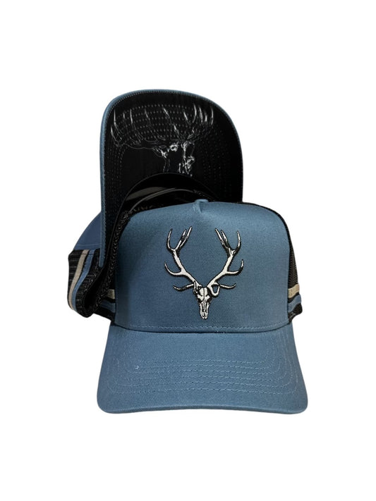 denim blue rack trucker cap